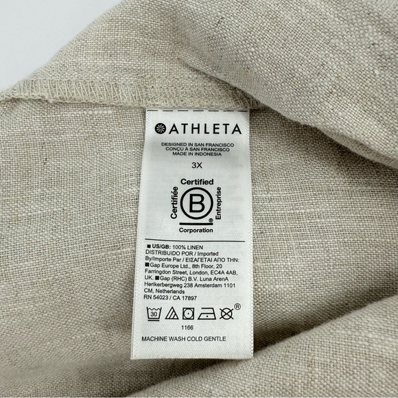Athleta Retreat Linen High Rise Wide Leg Pant in Natural Undyed Size 3X NEW - Picture 5 of 13